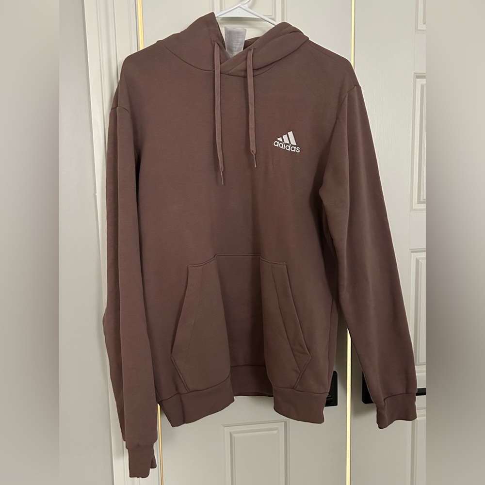 Adidas Men Fleece Cozy Pullover Hoodie Size Medium   Mauve Unisex